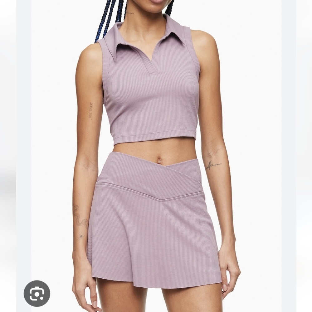 CALVIN KLEIN Performance Lifestyle rib knit collared cropped tank top - Picture 4 of 4